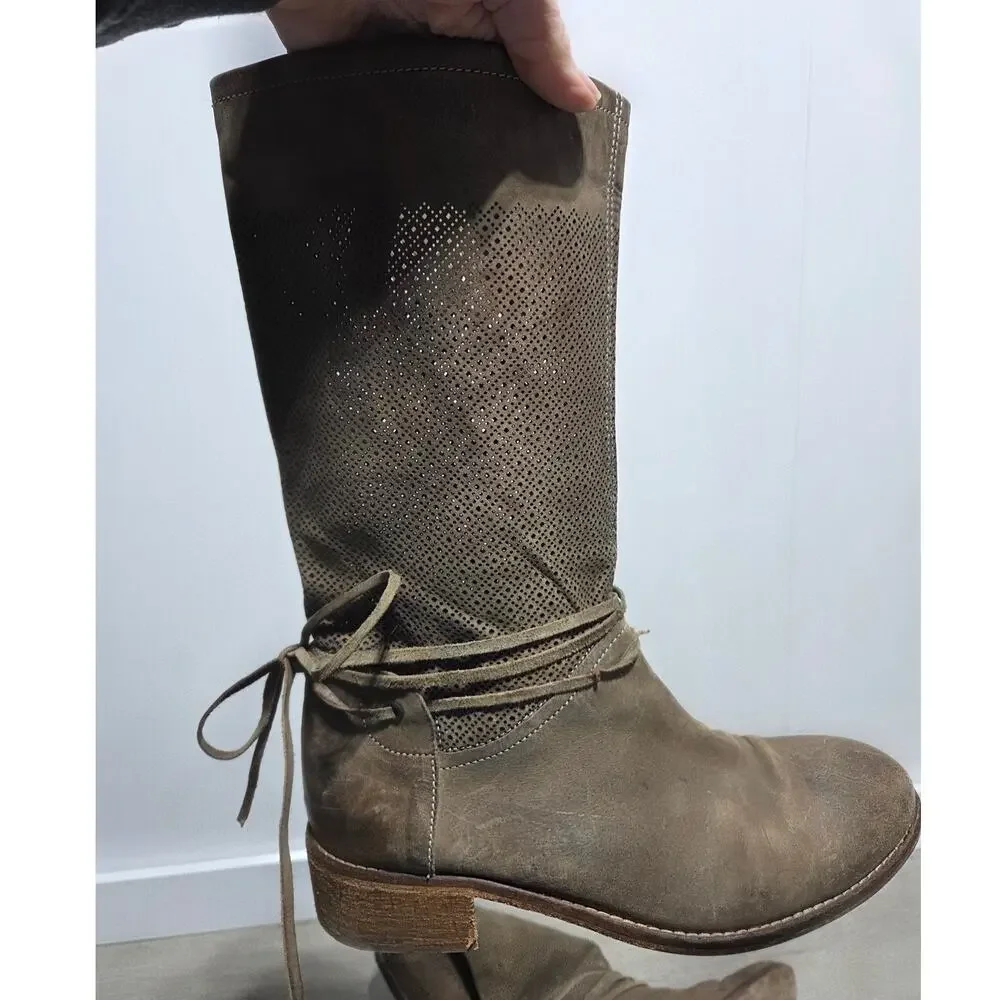 Danielle Brown Vero Cuoio Leather Boots Size 40 US 9.5 - Picture 7 of 7